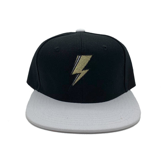 SVOLTA Lightning Bolt Snapback Hat in Black and White - Kids